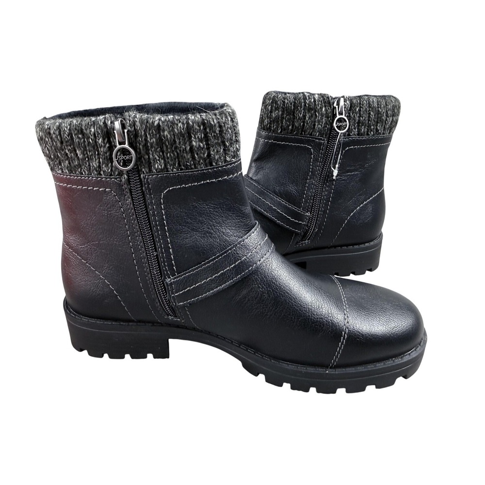 J Sport Boots Womens Size 10 Black Zip Buckle Memory Foam Ankle Boot‎ S5VLT01